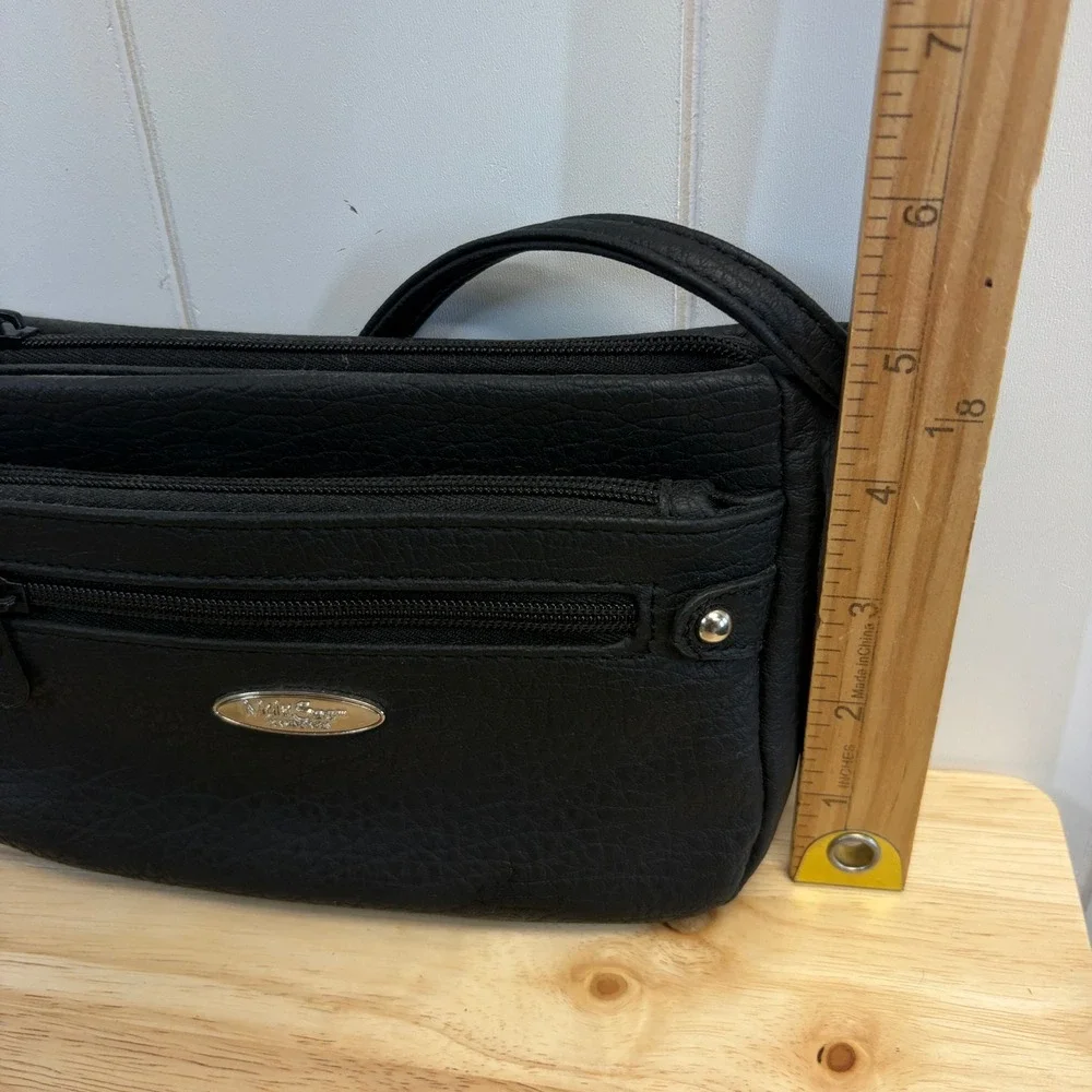 MultiSac Travel Triple Pocket Crossbody Utility Bag Women Small Vegan Leather